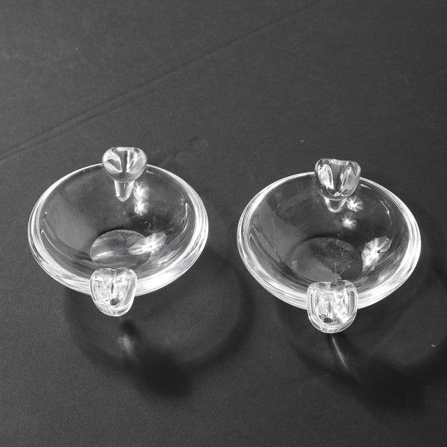 Pair of Mid-Century Modernist Crystal Dishes Signed Steuben For Sale - Image 10 of 18