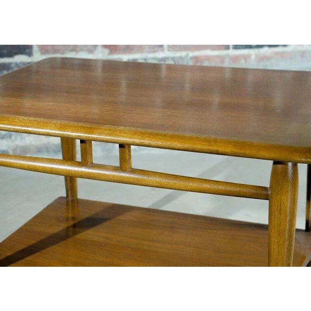 Mid-Century Modern Lane Mid-Century Walnut End Table With Brass Sabots For Sale - Image 3 of 5
