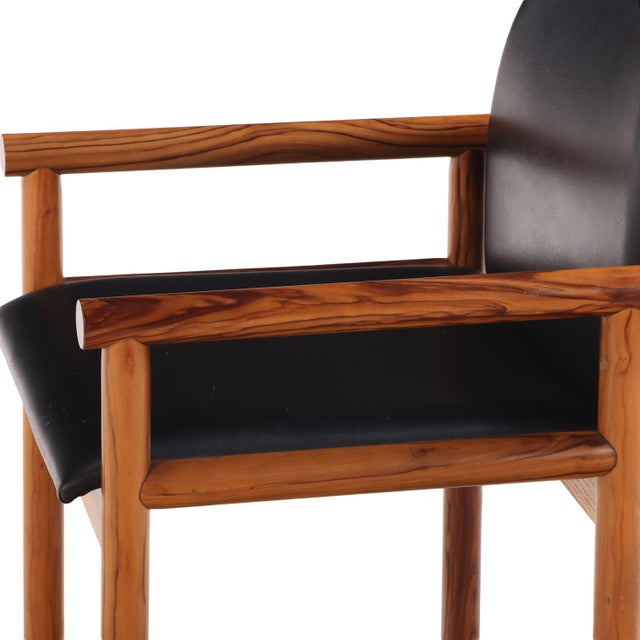1960s Set of Six Italian Olive Wood Armchairs, C. 1965. For Sale - Image 5 of 8