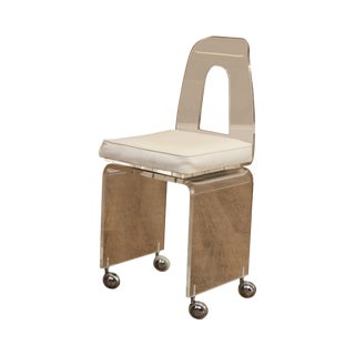 Rialto Mid Century Modern Lucite Swivel Vanity Chair For Sale