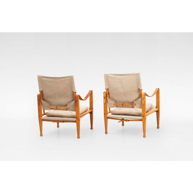 Vintage Canvas Safari Lounge Chairs by Kaare Klint for Rud Rasmussen, 1960s, Set of 2 For Sale - Image 3 of 6