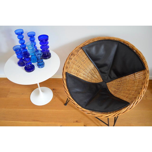 Mid-Century Round Wicker Chair, 1950s For Sale - Image 4 of 12
