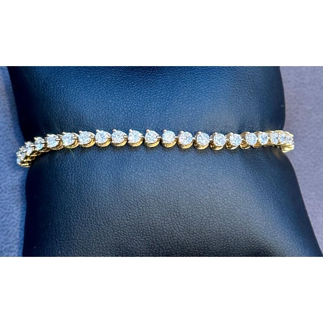 44 Round Diamond 10-12 Pointer Each Tennis Bracelet in 14 K Yellow Gold 5.0 Ct For Sale - Image 11 of 18
