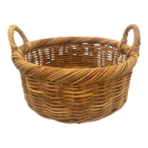 Rustic European Woven Rattan/Wicker Gathering Basket
