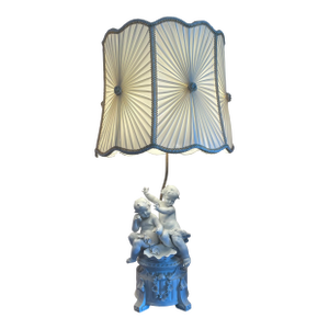 Antique Parian Bisque Porcelain Lamp With Cherubs