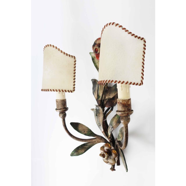 Metal Florentine Style Hollywood Regency Floral Wall Lamp by Hans Möller, 1970s For Sale - Image 7 of 11