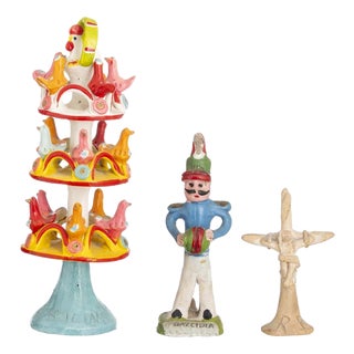 Portuguese Figurative Faience Sculptures, Set of 3 For Sale