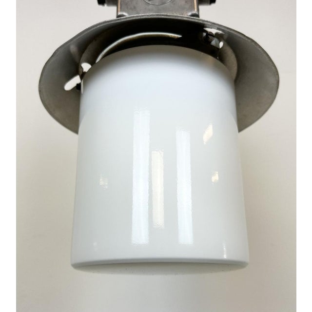 1970s Industrial Aluminium Light with Milk Glass Cover from Elektrosvit, 1970s For Sale - Image 5 of 16