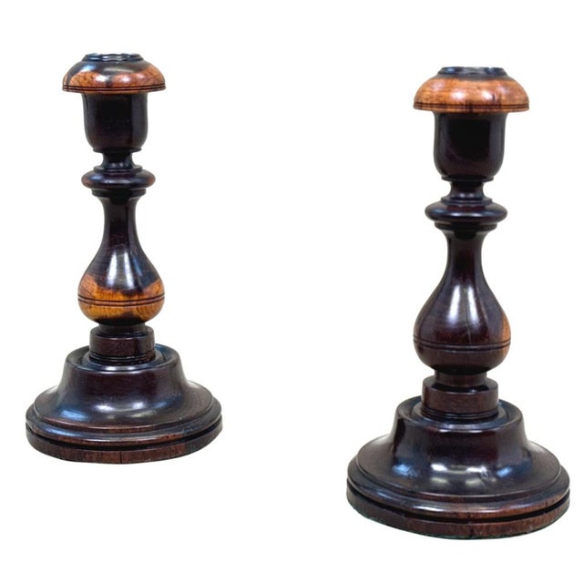 Lignum Vitae Treen Candlesticks, 1830s, Set of 2 For Sale - Image 4 of 10