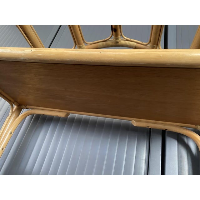 Boho Chic Vintage Leather and Rattan Bookcase, 1970s For Sale - Image 3 of 18