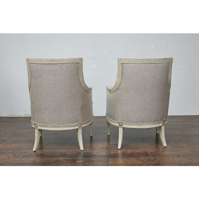 White Pair of 19th Century French Directoire Upholstered Bergères with Twisted Columns For Sale - Image 8 of 12