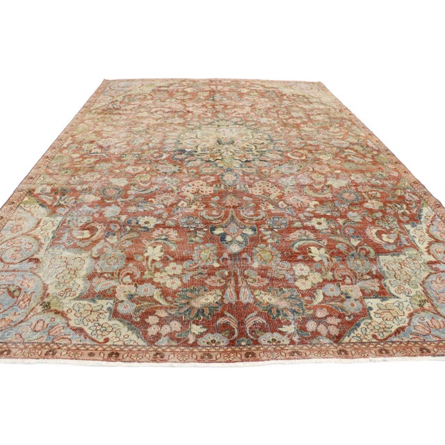 Rustic Antique Persian Mahal Rug - 08'01 X 11'05 For Sale - Image 3 of 9
