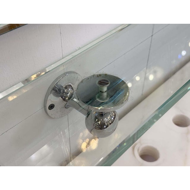 Transparent Late 20th Century Rectangular Clear Glass & Chrome Wall Shelf For Sale - Image 8 of 12