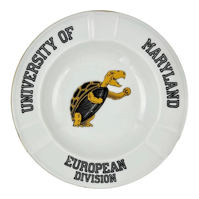Vintage University of Maryland European Division Ceramic Ashtray For Sale
