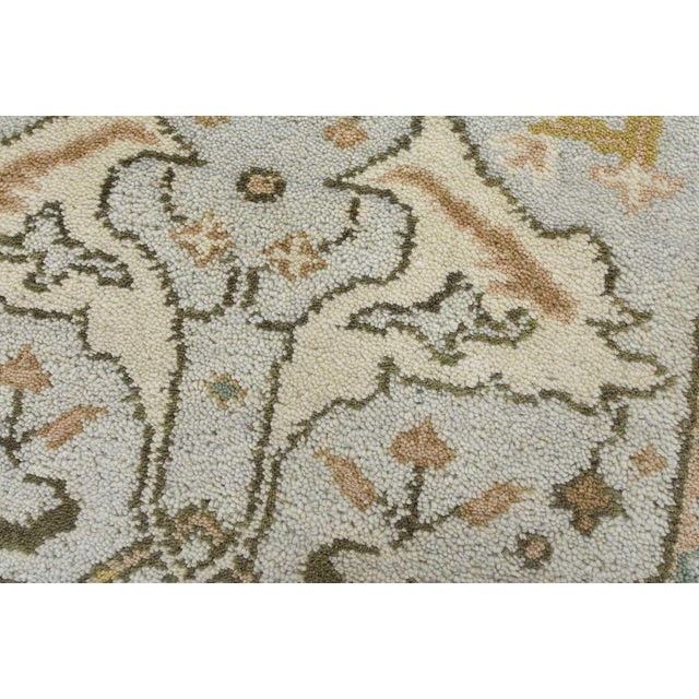 Oushak Rug 3'1'' X 5'1'' Blue Wool Hand-Knotted Oriental Carpet For Sale - Image 4 of 12