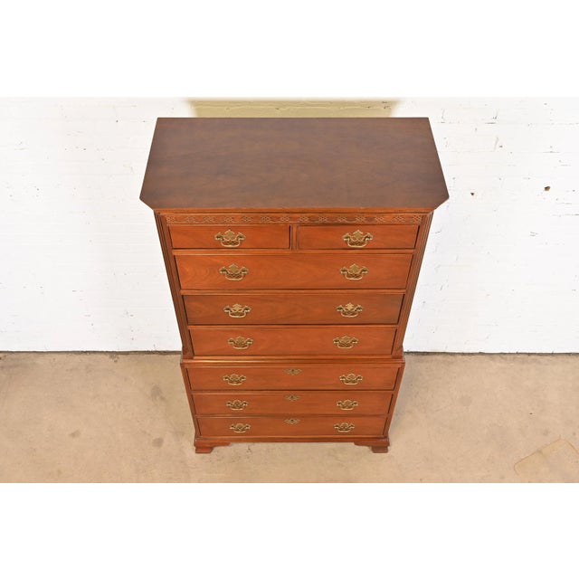 Baker Furniture Carved Mahogany EightDrawer Highboy Dresser