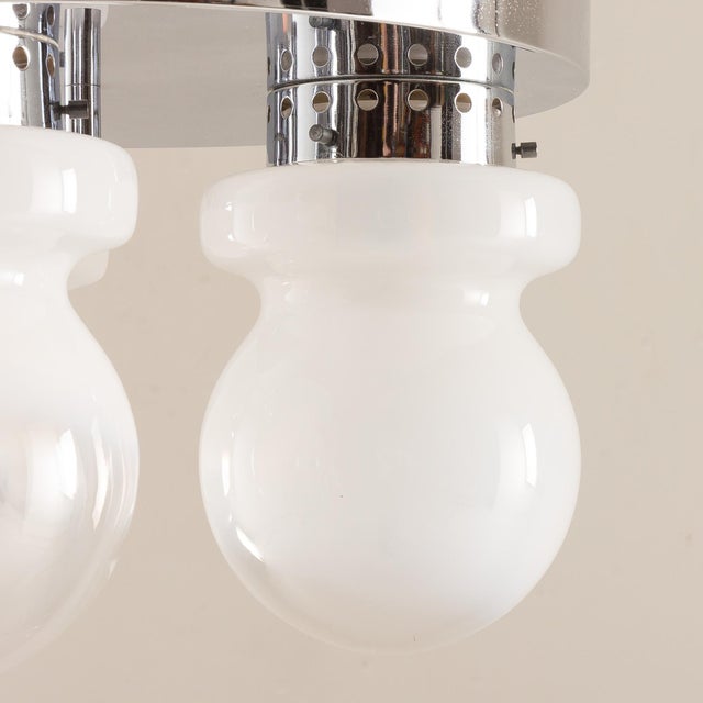 1970s Italian Chrome and Murano Glass Flush Mount from Mazzega, 1970s For Sale - Image 5 of 7