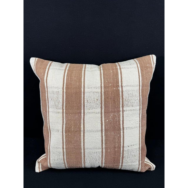 Turkish Hemp Pillow Cushion Natural Beige Brown Pillow Cushion Cover 24x24 For Sale - Image 4 of 4