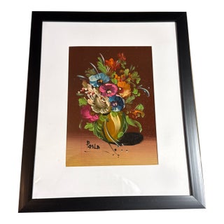 Vintage Floral Still Life Painting Framed For Sale