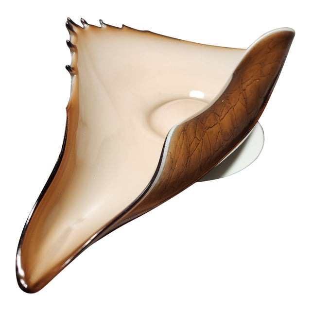 Monumental 17" Murano Glass Conch Shell Centerpiece Bowls - Barbini Style For Sale