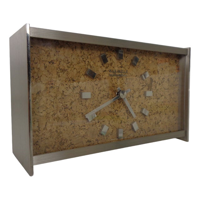 Brushed Aluminum and Cork Table Clock by Kienzle International, Germany, 1960s For Sale