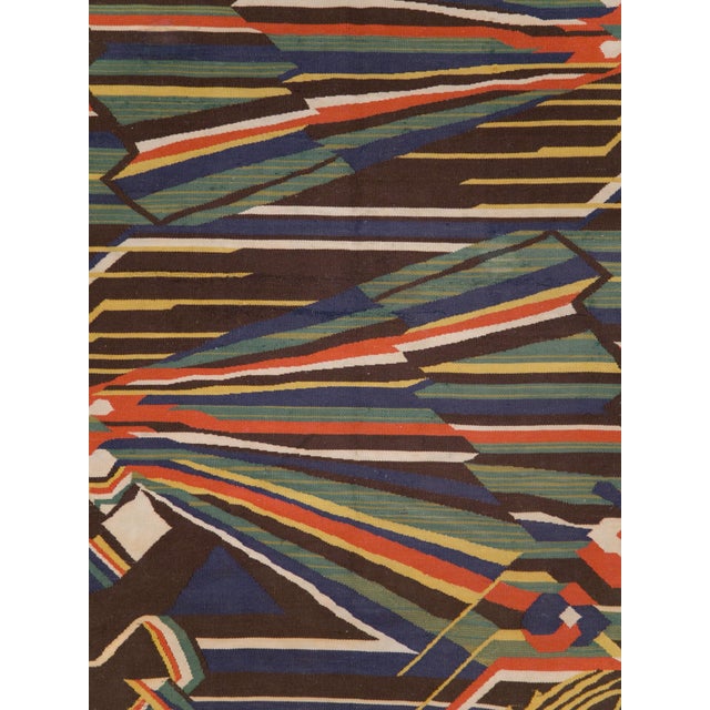An antique Romanian flat-weave rug, in the style of Scandinavian Modern, from the early 20th century.