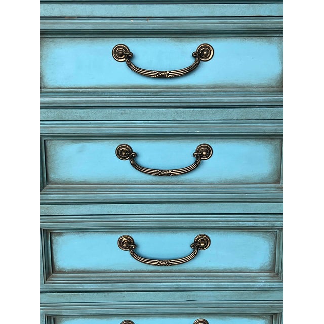 Wood 1970s French Provincial Lingerie Chest of Drawers in Pastel Blue. For Sale - Image 7 of 7