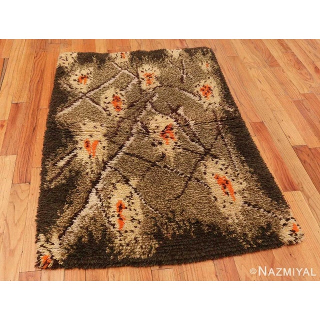 A Great Vintage Shag Pile Swedish Rya Rug, Country Of Origin: Finland, Circa Date: Mid 20th Century