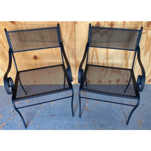 Mario Papperzini for Salterini, Neoclassical Wrought iron 5-piece Patio Set USA, Circa 1950s A rare find, a suite of mid-...