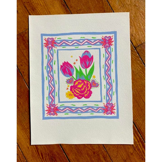 Cheerful, colorful and fun original painting perfect for a child's room or those young at heart. Created in gouache on...