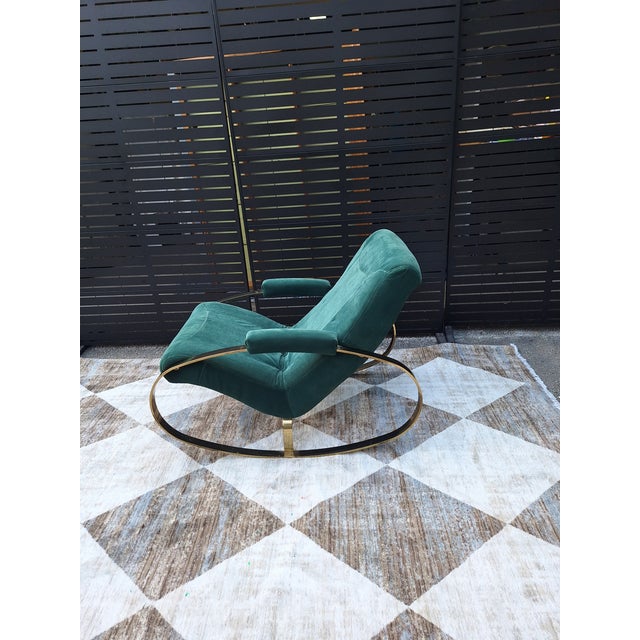 1970s In the Style of Guido Faleschini Chrome and Brass Milo Baughman Rocking Chair For Sale In Mobile - Image 6 of 12