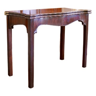 Georgian Serpentine Mahogany Game Table With Carved Rosette Edge For Sale