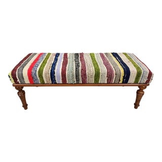 Colorful Kilim Upholstered Bench For Sale