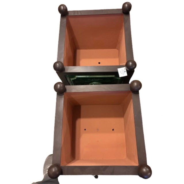 French Provincial Pair of French Glazed Terracotta Planter Boxes by La Madeleine. For Sale - Image 3 of 5
