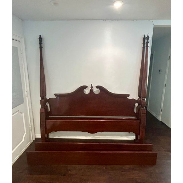 Vtg Late 20th Century Hood Furniture Mfg. Co. Limited Edition ‘Cochran’ four-poster rice bed. Gorgeous carved solid...