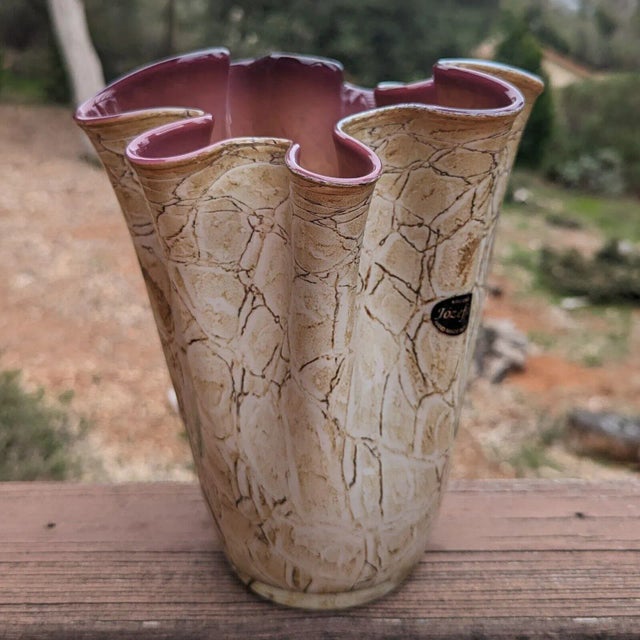 A cool color combination for this style of vase. Measurements: 8" W x 7.5" D x 9.5" T Condition: Excellent vintage...