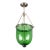 Antique 13 In. Green Hand Blown Crystal Bell Jar Pendant Light For Sale