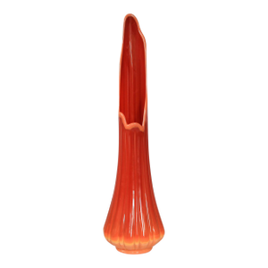 Mid Century L E Smith Bittersweet Orange Swung Glass Vase