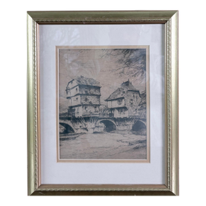 Original Signed Paul Geissler Etching | Historic Brückenhäuser, Bad Kreuznach - German Architectural Art - Circa 1930