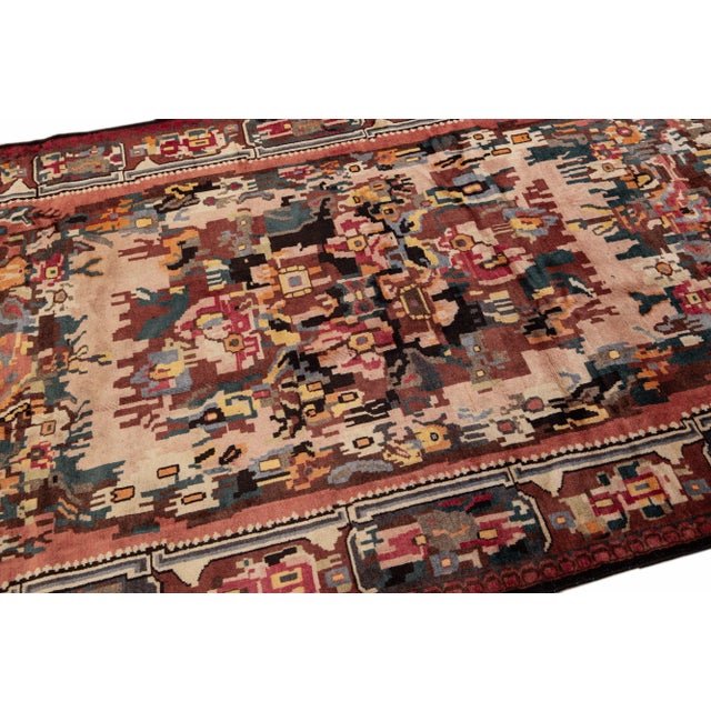 Persian Vintage Handmade Lilihan Rose Floral Wool Rug 4'6" X 7'5" For Sale - Image 3 of 11