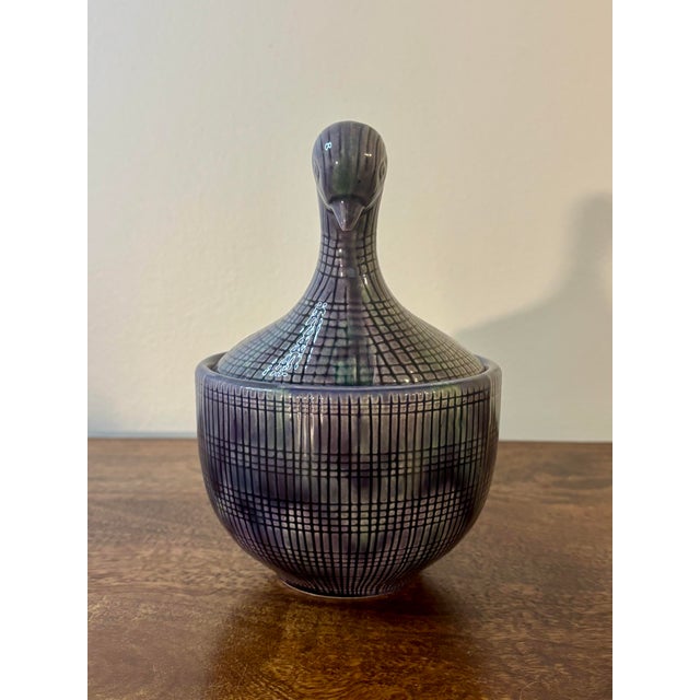 Ceramic Vintage Ceramic Bird Lidded Vessel in the Manner of Aldo Londi for Bitossi For Sale - Image 7 of 8