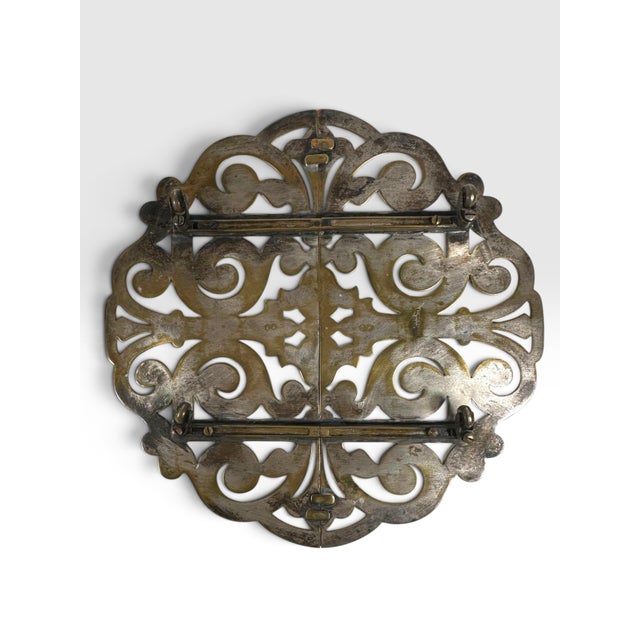 French Antique Rolling Expandable Brass Silverplate Trivet by Au Bon Marché Paris, Late 19th C. An exceptional and highly...