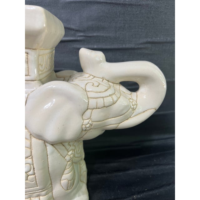 Late 20th Century Vintage Elephant White Ceramic Glazed Stand Planter For Sale - Image 5 of 12