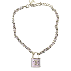 Chanel Light Gold CC Lavender Lock Pendant Necklace