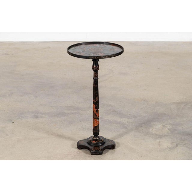 English Chinoiserie Pedestal Side Table, 1870 For Sale - Image 9 of 15