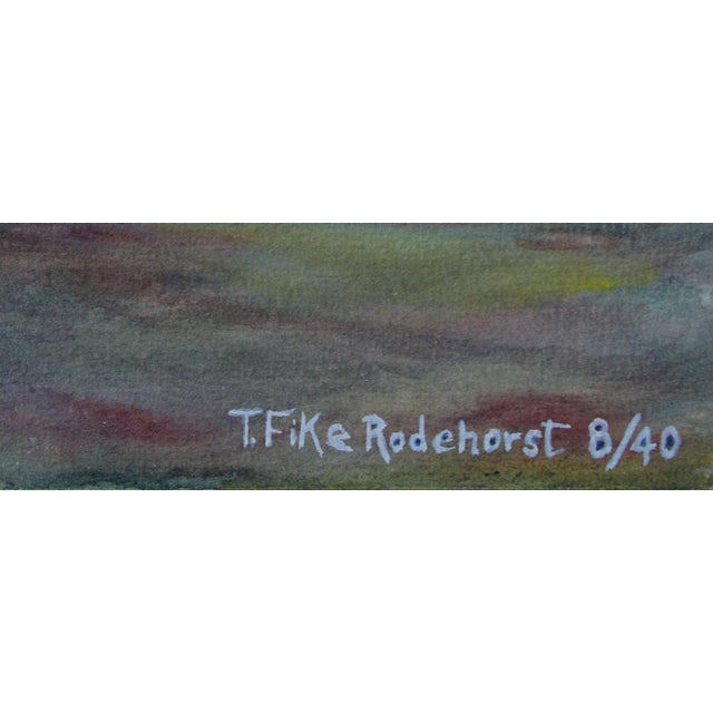 American Mid 20th Century Red Farmhouse Landscape Painting by Thelma Fike Rodehorst For Sale - Image 3 of 4