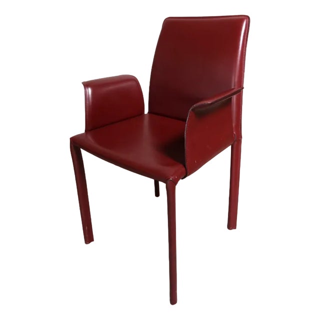 Desk Armchair in Maroon Leather For Sale
