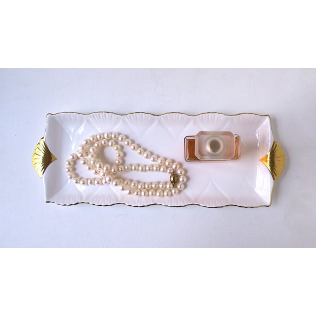 White and Gold English Porcelain Tray, Circa Early-20th Century For Sale - Image 12 of 15