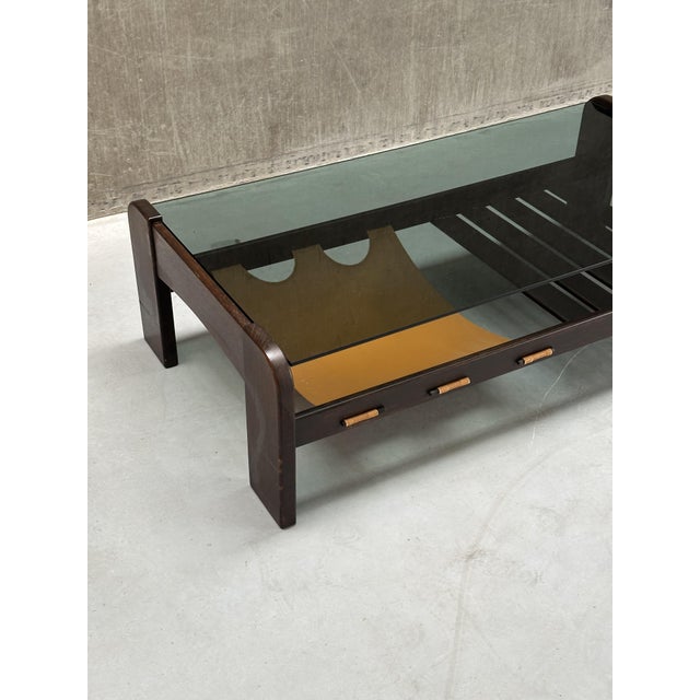 Mid-Century Modern Wenge Magazine Holder in Smoked Glass For Sale - Image 4 of 12