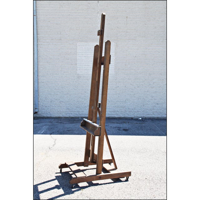 Vintage Primitive H Frame Rolling Artist Easel Chairish